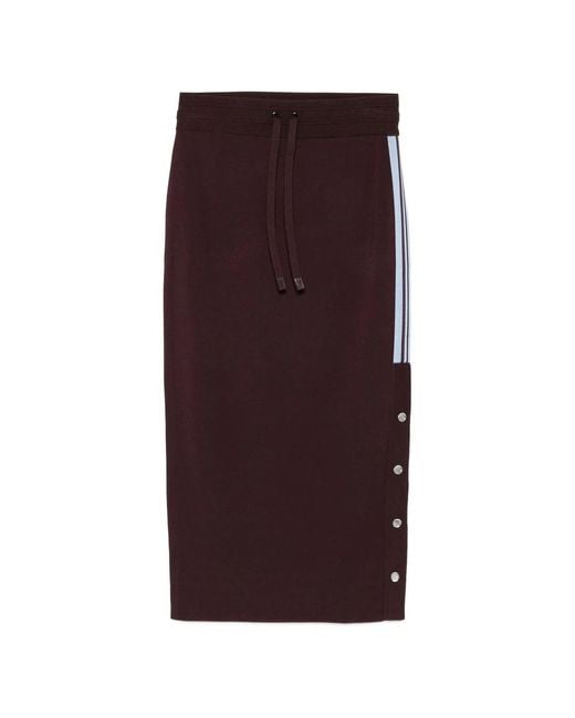 Pinko Rokken ,Rood ,Rode Midi Rok Met Koord En Zijstreep in het Purple