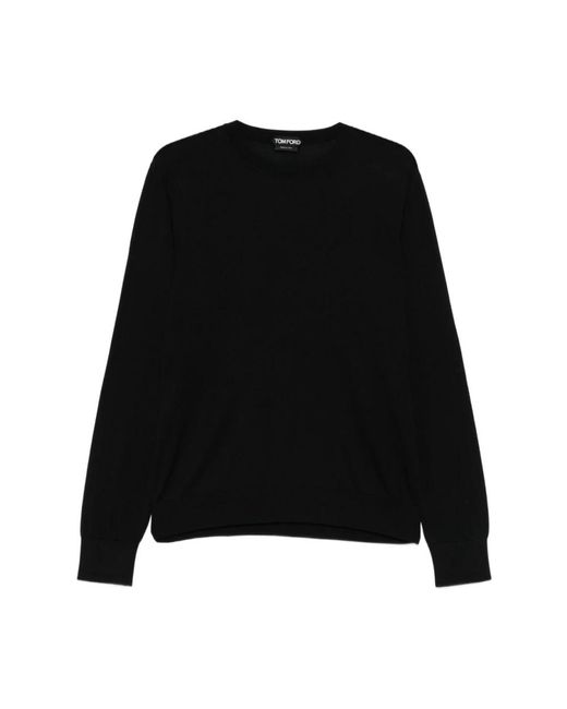 Tom Ford Schwarzer Seiden-Rundhalsausschnitt-Pullover in Black für Herren