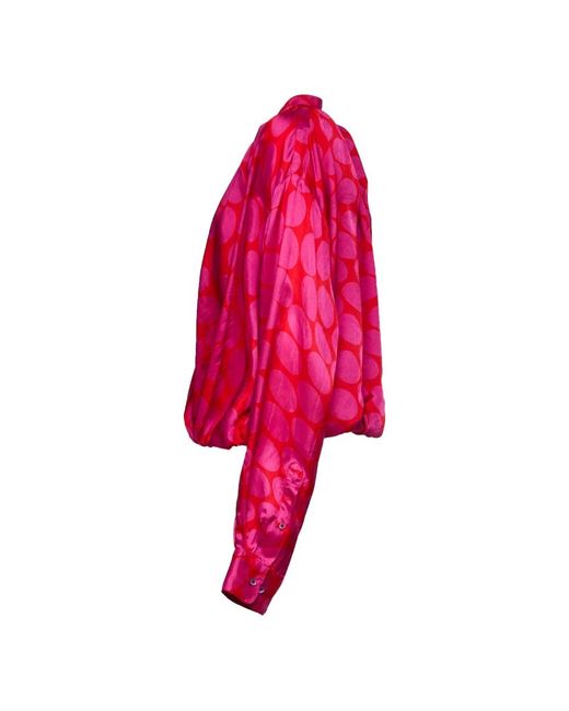 Dries Van Noten Pink Cenver Oval Print Drawstring Hem Shirt