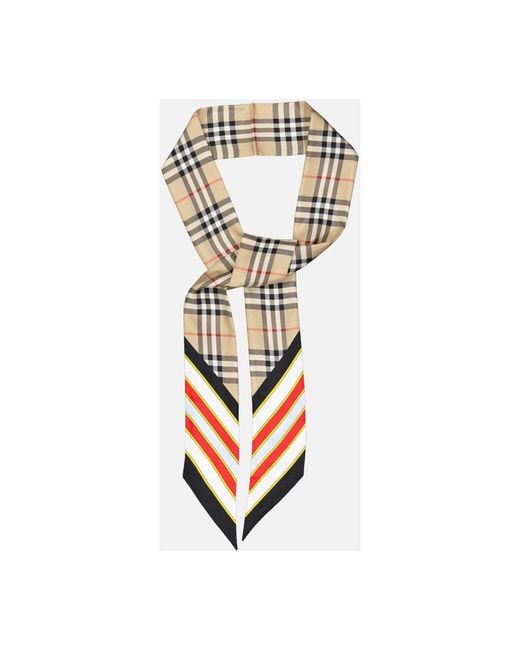 Accessories > scarves > silky scarves Burberry en coloris Metallic