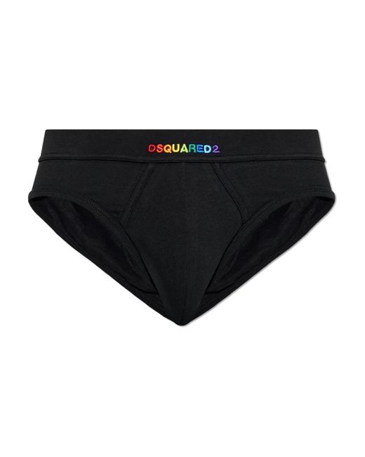 DSquared² Ondergoed ,Zwart ,Katoen Cotton Logo Briefs in het Black voor heren