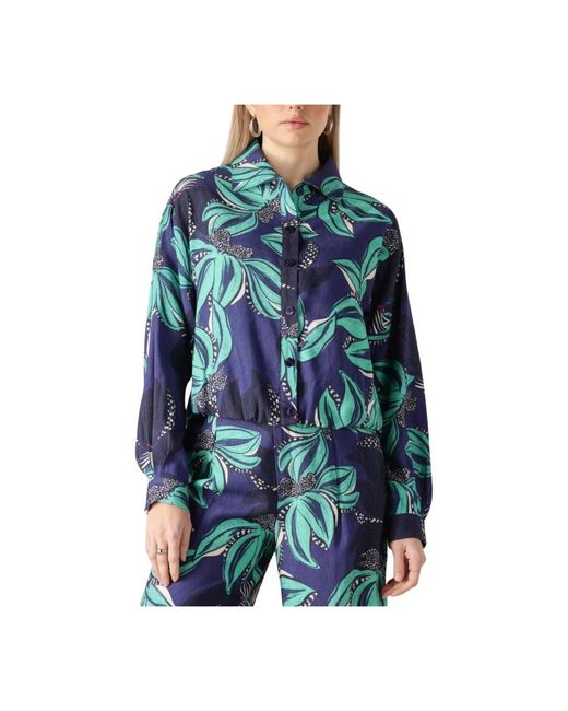 Pom Overhemden ,Veelkleurig ,Delicacy Blouse in het Blue