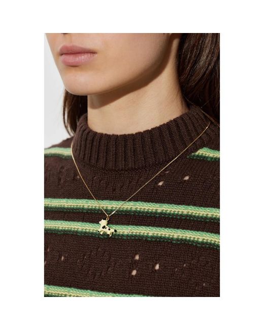 Marni Metallic Hunde-Motiv-Anhänger-Halskette