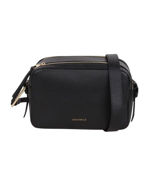 Coccinelle Black Gleen handtasche mit geriffelter textur