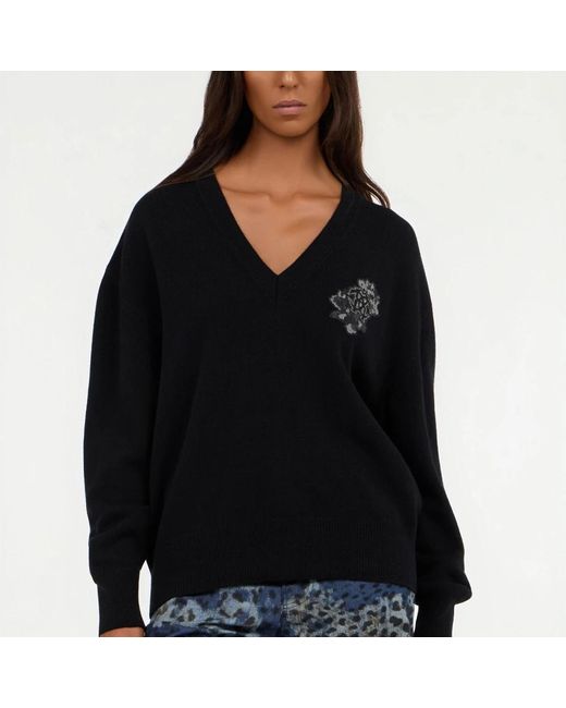 Roberto Cavalli Black V-Neck Knitwear