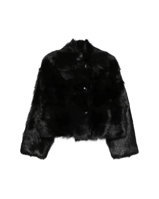 Faux Fur & Shearling Jackets Alberta Ferretti de color Black