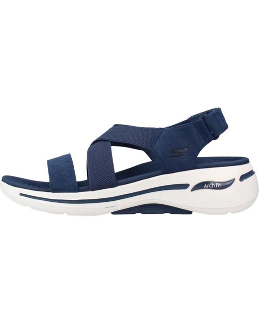 Sandalias planas y elegantes para mujeres Skechers de color Blue