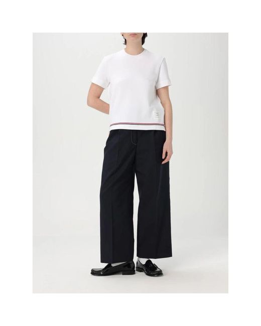 Thom Browne White Weißer Gestrickter Crew Neck Top