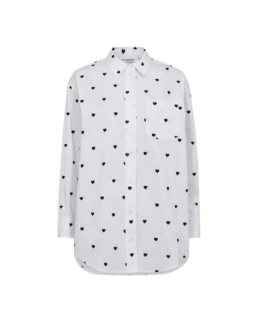 Heartcc oversize camisa blusa blanco co'couture de color White