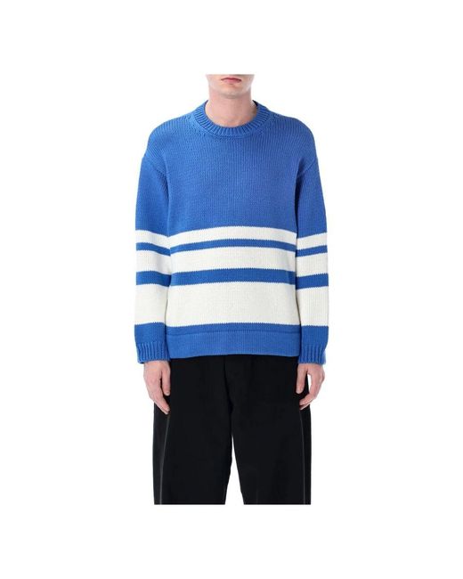 YMC Gestreifter Blau Weißer Strickpullover in Blue für Herren