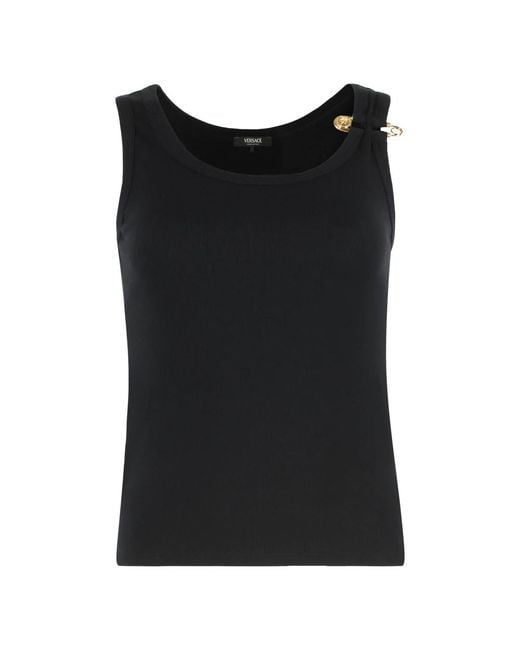 Sleeveless Tops Versace de color Black