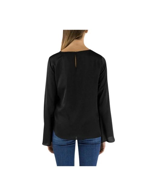 Liu Jo Overhemden ,Zwart ,Polyester Losvallende Tuniek Met Uitlopende Manchetten in het Black