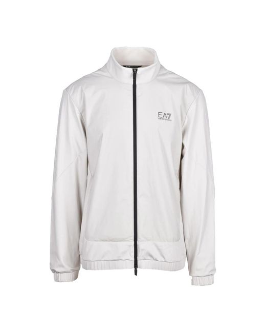 EA7 Hoodies & Sweatvesten ,Wit ,Sweatshirt Met Rits in het Gray voor heren