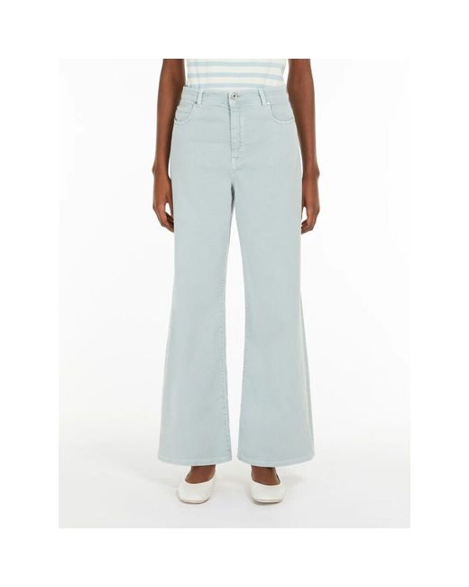 Weekend by Maxmara Blue Weite Bein Baumwollhose