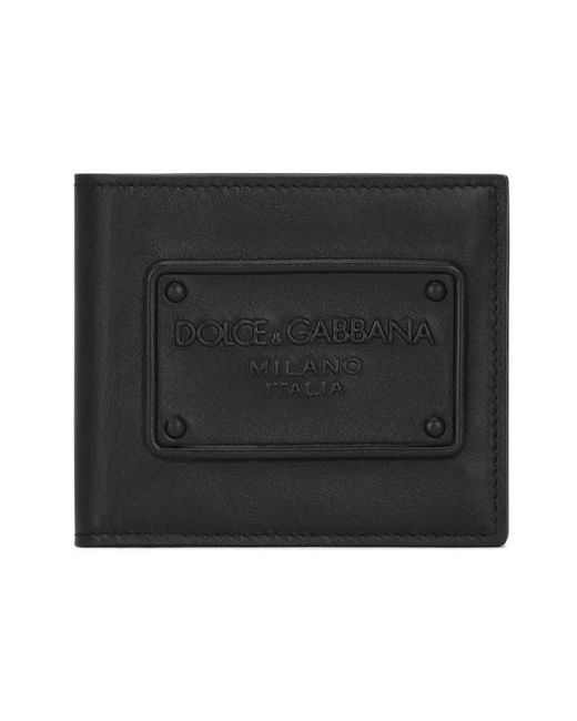 Dolce & Gabbana Black Dolce & Gabbana Leather Flap-Over Wallet for men