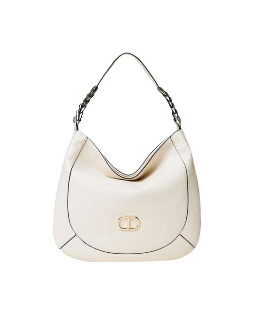 Twinset White Geflochtene Schulter Hobo Tasche