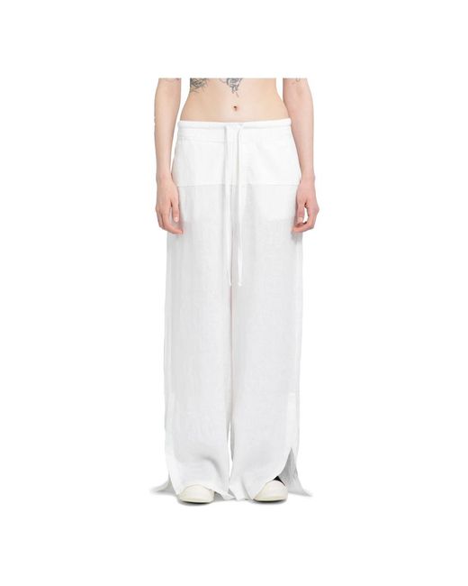 Pantalones blancos de lino con pierna ancha Thom Krom de color White