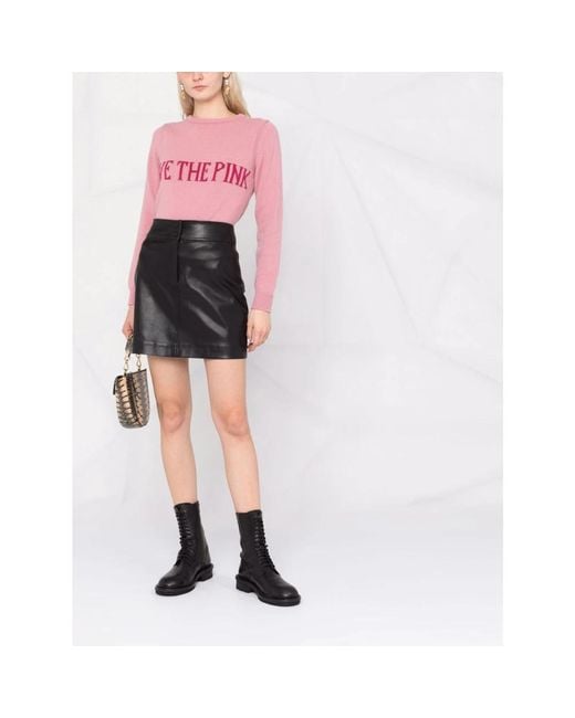 Alberta Ferretti Pink Round-Neck Knitwear