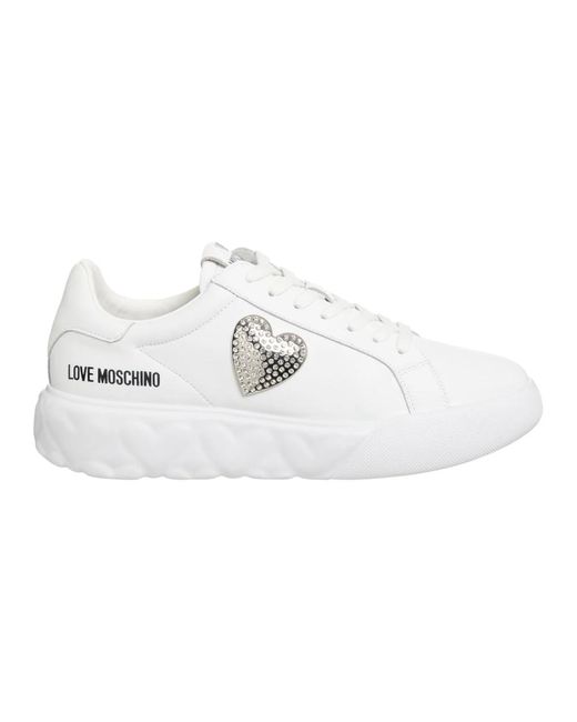 Love Moschino White Puffy heart sneakers