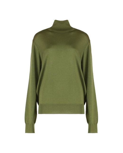 Saint Laurent Truien & Vesten ,Groen ,Wol Turtleneck Van Kasjmier, Wol En Zijde in het Green