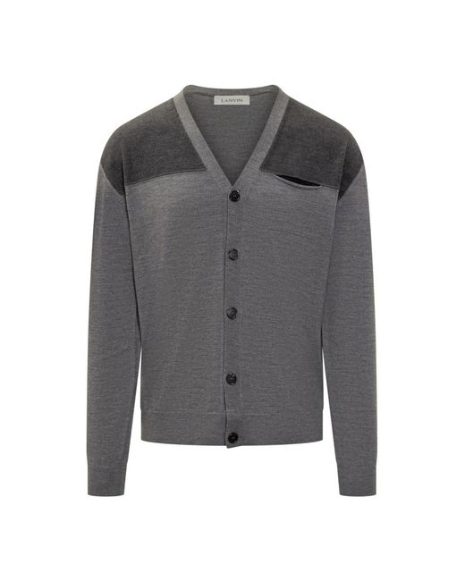 Lanvin Truien & Vesten ,Grijs ,Wol V-Neck Wollen Vest in het Gray voor heren
