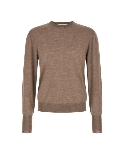 Ma'ry'ya Brown Round-Neck Knitwear for men