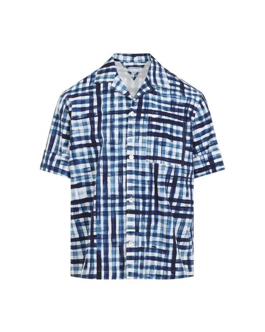 Bottega Veneta Blue Checkered Pattern Shirt for men