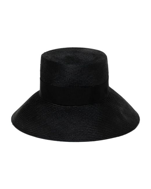 Sombrero de paja negro cubo con ala ancha Max Mara de color Black