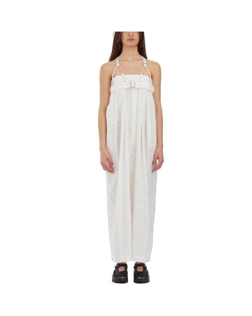 Comme des Garçons Jumpsuits & Playsuits ,Wit ,Geborduurde Tuinbroek Met Bloemen in het White