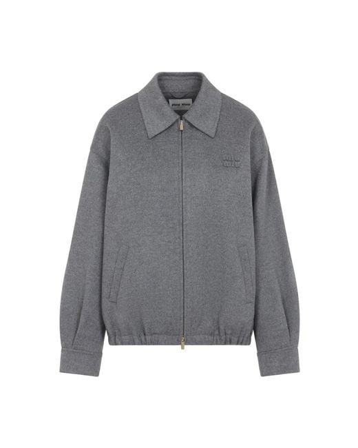 Miu Miu Gray Graue Wollmischung Blouson Jacke