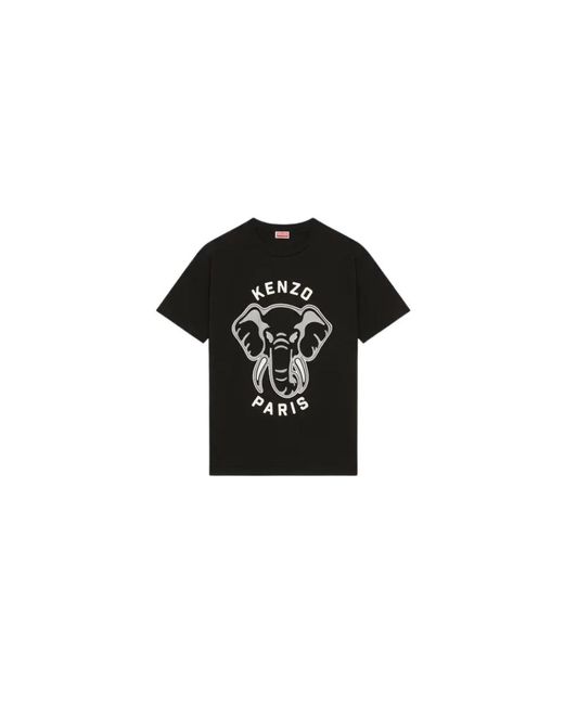 KENZO Es Baumwoll-T-Shirt mit Éléphant Varsity Jungle Print für Herren in Black für Herren