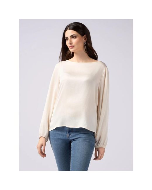 Oltre Natural Langarm-bluse aus viskose-satin