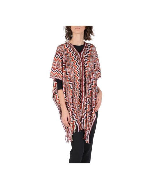 Missoni Jassen ,Veelkleurig ,Wol Gebreide Poncho in het Red