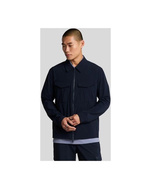 Lyle & Scott Jassen ,Blauw ,Nylon Nylon Pocket Overshirt in het Blue voor heren
