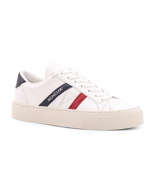 Moncler White Monaco M Lace-Up Sneakers