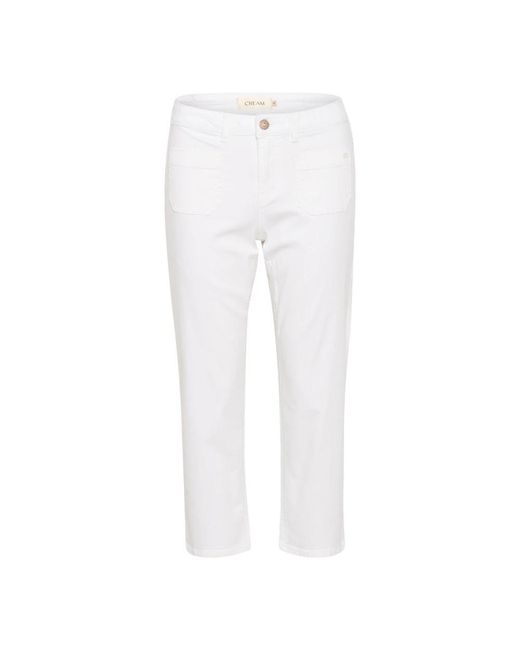 Cream White Cropped Trousers