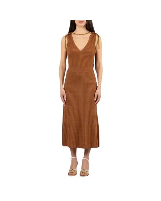 Elisabetta Franchi Brown Knitted Dresses