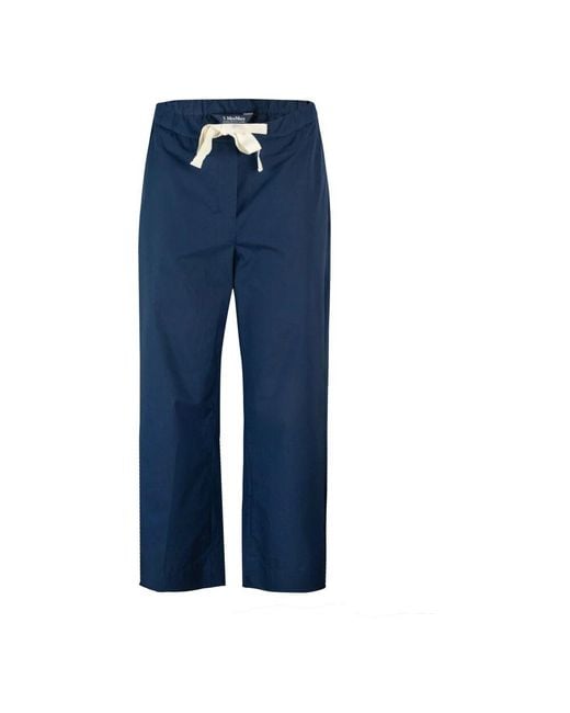 Max Mara Blue Blaue Baumwollhose Mit Regular Fit