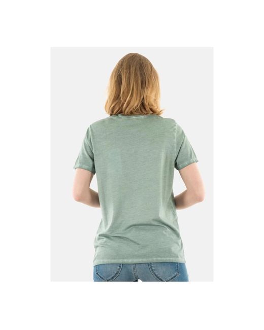 Guess Green Baumwoll logo t-shirt mit strass