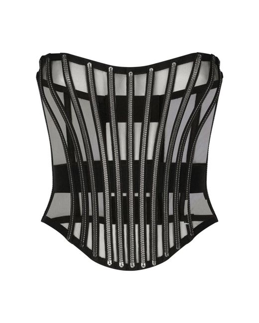 Dolce & Gabbana Black Vertical Stripe Bustier