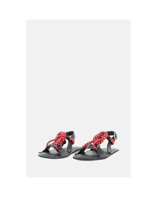 Plan C Black Flat Sandals