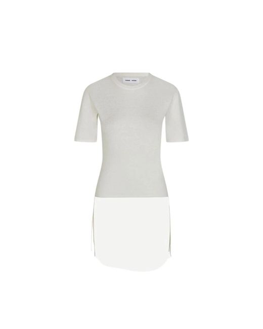 Samsøe & Samsøe Strick t-shirt mit selbstbindenden details in White für Herren