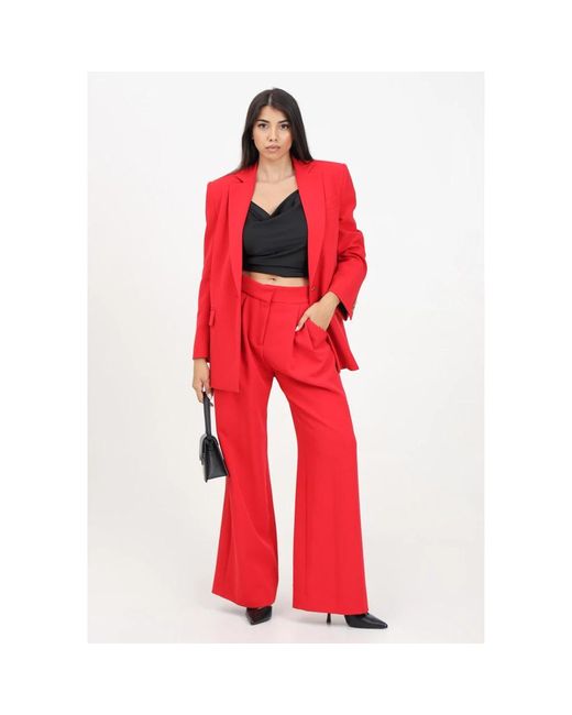 Just Cavalli Elegante Rode Flared Broek Met Uitsnede