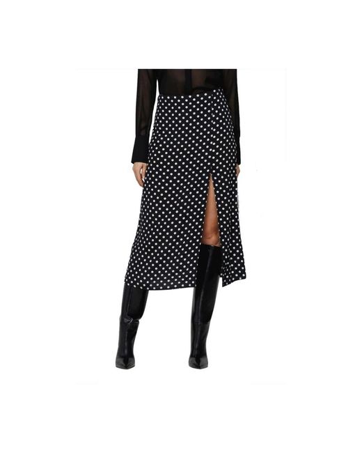 Mar De Margaritas Black Eleganter Midi-Rock Mit Seitenschlitz