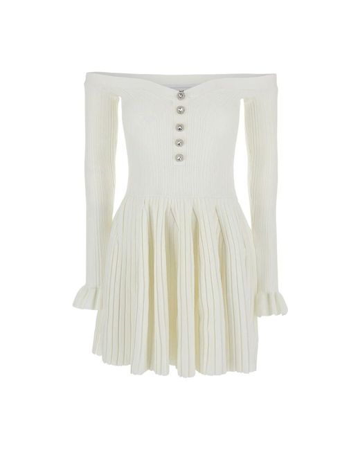 Self-Portrait White Gestreiftes Off-Shoulder Minikleid