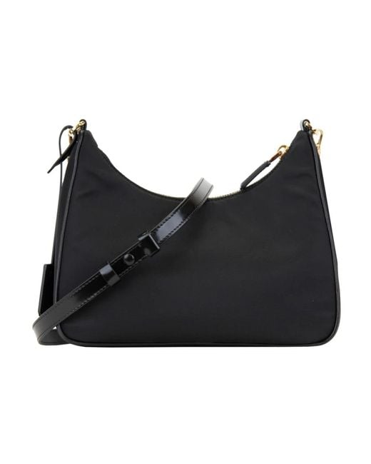 Prada Black Stilvolle Schultertasche Mit Lederdetails