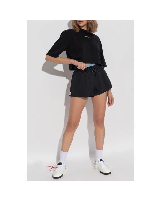 Off-White c/o Virgil Abloh Black Trainingsshorts mit bedrucktem logo