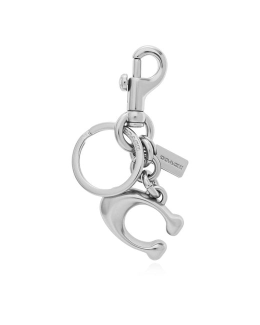 COACH Accessoires ,Grijs ,Satijn Sleutelhanger Met Een Hanger in het Metallic