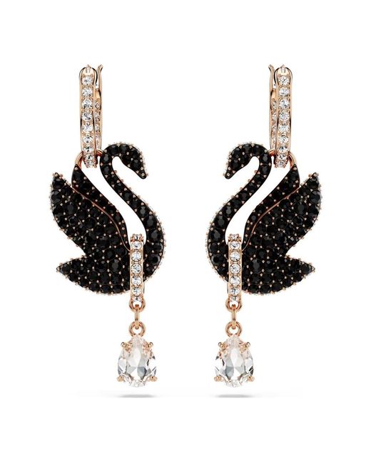 Swarovski Black Damen Drop-Ohrhänger Schwan Schwarz Swan 5678047