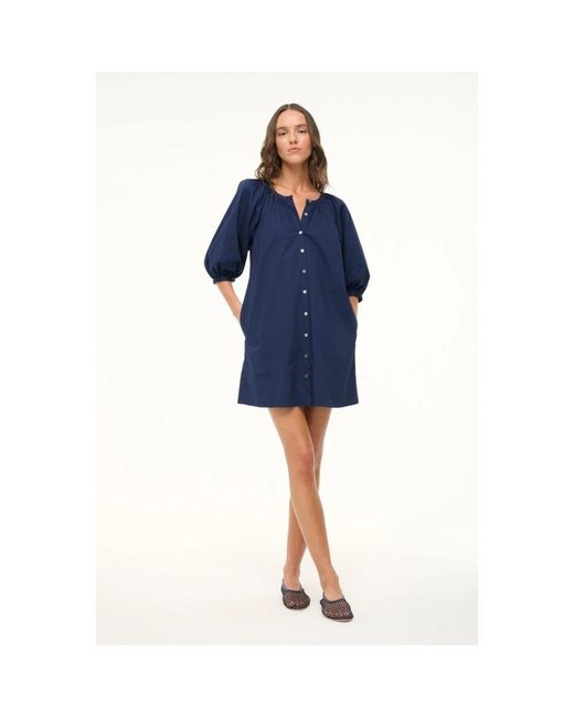 Staud Kleedjes ,Blauw ,Katoen Mini Vincent Dress in het Blue